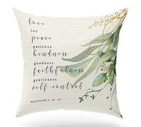 KongMoTree Bible Verse Pillow Cover, Galatians 5:22-23, Scripture Art Pillow Case for Farmhouse Home Office Bedroom Living Room Porch Decoration, Christian Religious Gift Church Gifts, 18x18 Inches