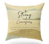 KongMoTree Bible Verse Pillow Cover, Joshua 1:9, Scripture Art, Christian Decor Religious Gift Church Gifts, Scripture Sayings Pillowcase for Bedroom Living Room Porch Decoration, 18x18 Inches
