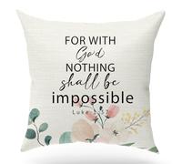 KongMoTree Bible Verse Throw Pillow Case, Blessing Gift, Scripture Art, Scripture Sayings, Bible Quote, Luke 1:37, Church Gifts, Sofa Bed Living Room Porch Decoration, 18x18 Inches