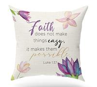 KongMoTree Bible Verse Throw Pillow Case, Blessing Gift, Scripture Art, Scripture Sayings, Bible Quote, Luke 1:37, Church Gifts, Sofa Bed Living Room Porch Decoration, 18x18 Inches