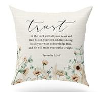 KongMoTree Bible Verse Throw Pillow Case, Blessing Gift, Scripture Art, Scripture Sayings, Bible Quote, Proverbs 3:5-6, Church Gifts, Sofa Bed Living Room Porch Decoration, 18x18 Inches
