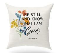 KongMoTree Bible Verse Throw Pillow Case, Blessing Gift, Scripture Art, Scripture Sayings, Bible Quote, Psalm 46:10, Church Gifts, Sofa Bed Living Room Porch Decoration, 18x18 Inches