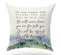 KongMoTree Bible Verse Throw Pillow Cover, Blessing Gift, Scripture Art, Scripture Sayings, Bible Quote, Deuteronomy 31:8, Church Gifts, Sofa Bed Living Room Porch Decoration, 18x18 Inch(GMS785)
