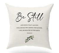 KongMoTree Bible Verse Throw Pillow Cover, Blessing Gift, Scripture Art, Scripture Sayings, Bible Quote, Psalm 46:10, Church Gifts, Sofa Bed Living Room Porch Decoration, 18x18 Inches