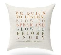 KongMoTree Bible Verse Throw Pillow Cover Cushion Case, Blessing Gift, Scripture Art, Scripture Sayings, Bible Quote, James 1:19, Church Gifts, Sofa Bed Living Room Porch Decoration, 18x18 Inches