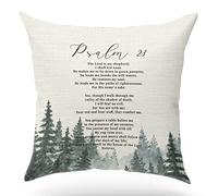 KongMoTree Bible Verse Throw Pillow Cover Cushion Case, Blessing Gift, Scripture Art, Scripture Sayings, Bible Quote, Psalm 23, Church Gifts, Sofa Bed Living Room Porch Decoration, 18x18 Inch(GMS713)