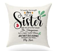 KongMoTree Birthday Gift for Sister,Funny Gift for Sister,I'd Walk Fire for Your Sister, Flannel Decoration Throw Pillow case Cover for Sofa Bedroom,18x18 inch