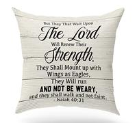 KongMoTree Christian Gift, Scripture Art Throw Pillow Cover Cushion Case, Christian Decor, But They That Wait Upon The Lord Will Renew Their Strength. Isaiah 40:31, Church Gifts, 18 x 18 Inches