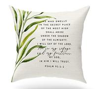 KongMoTree Decorative Pillow Cover with Bible Verse, Blessing Gift, Scripture Art, Proverbs, Bible Quote, Psalm 91:1-2, Church Gifts, Sofa, Bed, Living Room, Porch, Decoration, 18 x 18 inches (GMS750)