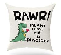KongMoTree Dinosaur Gift Dinosaur Couple Gift Dinosaur Lover Gift,Letters RAWR Means I Love You in Dinosaur, Linen Pillow Case for Sofa Bedroom,Home Decor Throw Pillow Cover 18x18 inch