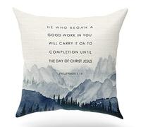 KongMoTree Scripture Art Throw Pillow Cover Cushion Case, Christian Religious Decor Gift, Bible Verse, Scripture Sayings, Sofa Bed Living Room Porch Decoration, 18x18 Inches