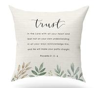 KongMoTree Scripture Art Throw Pillow Cover Cushion Case, Christian Religious Decor Gift, Bible Verse, Scripture Sayings, Sofa Bed Living Room Porch Decoration, 18x18 Inches