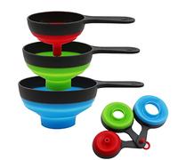 KongNai Canning Funnel for Wide and Regular Jars,Wide Mouth Funnel Sets of 3, Extra Large Funnel for Mason Jar, Food Grade Silicone Collapsible Funnel for Transfer Jam, Juice, Spices, Powder and Oil