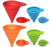 KongNai Kitchen Funnel Set 4 Pack, Small and Large, Kitchen Gadgets Accessories Foldable Silicone Collapsible Funnels for Filling Water Bottle Liquid Transfer Food Grade