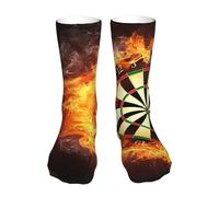 KONGNY Flaming Dartboard Fire Dart Board 3D Crew Socks Compression Socks Casual Novelty Sports Socks 40 cm Long For Unisex