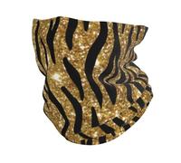 KONGNY Gold Glitter Animal Print Neck Gaiter Soft Face Cover Neck Warmer Tube Half Face Mask Scarf Balaclava For Outdoor Sports