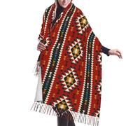 KONGNY Native Southwest American Indian Aztec Navajo Women Fringed Scarf Large Soft Cashmere Feel Shawls Wraps Light Stole 196x68 cm