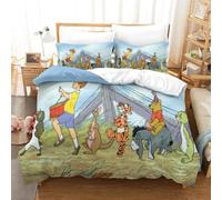 KONGNY Winnie The Pooh Duvet Cover Bedding Set for Kids Boys Soft Microfiber Quilt Cover 3 Piece Set with Zipper Closure King（220x240cm）