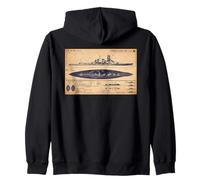 Kongo Class Japanese WW2 Battleship Identification Diagram Zip Hoodie