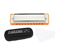 KONGSHENG AM20D Phosphor Bronze Blues Harmonica D Major 10 Hole 20 Tone Professional Grade Instrument for Beginners Adults Kids Music Lovers Black White Orange (Orange)
