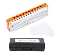 KONGSHENG Benders Harp 10 Hole 20 Tone Blues Beginner Harmonica Key of C Professional Grade Phosphor Bronze Reeds Durable Stainless Steel Construction Perfect for Beginners and (Orange)