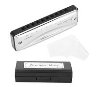 KONGSHENG Benders Harp 10 Hole 20 Tone Blues Beginner Harmonica Key of C Professional Grade Phosphor Bronze Reeds Durable Stainless Steel Construction Perfect for Beginners and (Black)