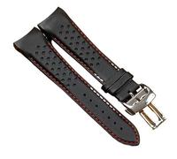 kongsou Arc-shaped End Watch band For Mido M025 M025407A Men's Vintage Leather Watch Strap With Breathable Holes(Blackrs2,23mm)
