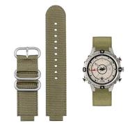 kongsou Canvas Convex watch Strap For TIMEX Tide Compass T2N721 T2N720 TW2T76500 TW2T76300 Nylon Wristband Bracelet(Army green-silver)