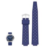 kongsou Convex-Notch Rubber Watch Strap For Cartier Ballon Bleu Black Knight Black Warrior(Blues1,20-12mm)