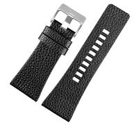 kongsou Cowhide Watch Strap For Diesel Friday Watch Chain Lychee Grain Pattern Men's Watchband(Blacks a,28mm)