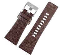 kongsou Cowhide Watch Strap For Diesel Friday Watch Chain Lychee Grain Pattern Men's Watchband(Browns a,26mm)