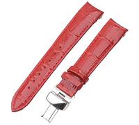 kongsou Curved End Leather Watch band For Tissot 1853 Couturier Series T035 T035210 T035207A.(Red)