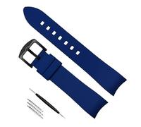 kongsou Curved End Rubber Strap for Omega Watch Strap Bracelet for Tissot(Blue black buckle,20mm)