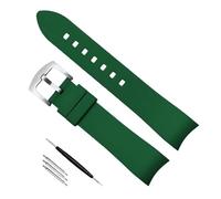 kongsou Curved End Rubber Strap for Omega Watch Strap Bracelet for Tissot(Green silver buckle,22mm)