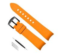 kongsou Curved End Rubber Strap for Omega Watch Strap Bracelet for Tissot(Orange black buckle,22mm)