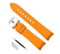 kongsou Curved End Rubber Strap for Omega Watch Strap Bracelet for Tissot(Orange silver buckle,20mm)
