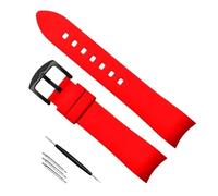 kongsou Curved End Rubber Strap for Omega Watch Strap Bracelet for Tissot(Red black buckle,21mm)