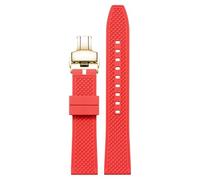 kongsou Fluoroelastomer Watch Strap For Hamilton Khaki Field Navy Jazzmaster Aviation Watch Bracelet with Butterfly Buckle(Redg,21mm)