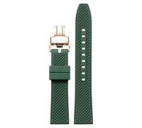 kongsou Fluoroelastomer Watch Strap For Hamilton Khaki Field Navy Jazzmaster Aviation Watch Bracelet with Butterfly Buckle(Greenr,20mm)