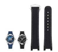 kongsou Fluororubber Watch Strap For Omega Seamaster AT150 300 Captain Gold Pointer World Time Watchband(Blacks,20mm)