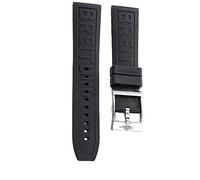 kongsou For Breitling navitimer avenger silicone Watch band with pin buckle 22mm 24mm Black dark blue strap(Black pin buckle,22mm)