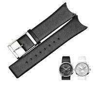 kongsou Genuine Calf Leather Watch Strap For CK KOV231 Watchband(White-silver)