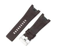 kongsou Genuine leather bracelet for diesel DZ1216 DZ4246 DZ4247 DZ287 DZ1273 watch band 32 * 18mm watch strap(Brown(LZ)-Steel-K3)