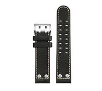 kongsou Genuine Leather Riveted Watch Straps For Hamilton Khaki Aviation H77616533 H77755533/85733 Watchband(Blackws,Width 20mm)