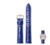 kongsou Genuine Leather Watch Straps For Cartier Tank Santos Watcheband With Pin Buckle(Bluer2,18mm)