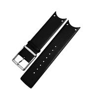 kongsou Genuine Leather Watchband For CK KOV231 KOV232 Series Special Curved Edge Ultra-thin Cowhide Watch Strap for Men Women 22mm(Black-silver)