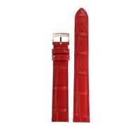 kongsou Leather pin Buckle Watch Strap For Omega De Ville Trésor III Speedmaster Seamaster Watchband Men Women Watch Chain(Redr,14mm)