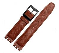 kongsou Leather Strap For Swatch Cowhide Leather Watch Band Men Women Replacement Accessories(Brown brown)