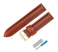 kongsou Leather Watch Band For DW Strap Women Men Watchbands For Daniel Wellington(Red brown-Golden-K4,20mm)