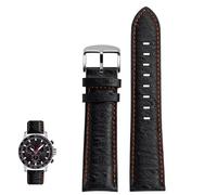 kongsou Leather Watch Chain For Hamilton H32705581 Jazzmaster Khaki Aviation Field Watch Strap Bracelet(Blackos1,22mm)